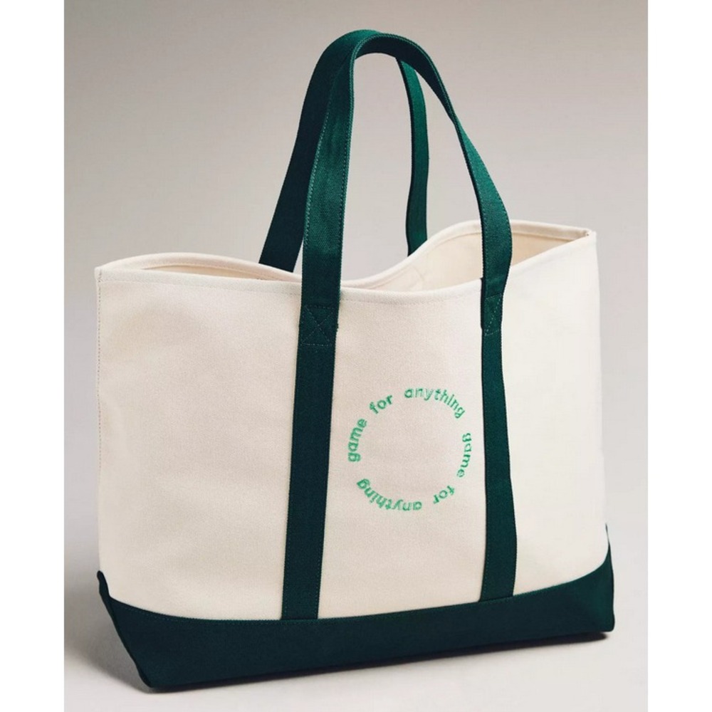Anthropologie Canvas Tote Bag Large Daily Practice Game Pickeball Gym Beach Boat
